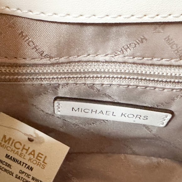 Michael Kors Manhattan Medium Top Handle Shoulder Crossbody Bag Optic White - Picture 10 of 14